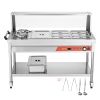 Commercial Food Warmer, 7 Pans + 2 Pots Electric Steam Table, 1800W Professional Buffet Catering Food Warmer with Shield Undershelf Wheels