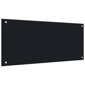Kitchen Backsplash Black 35.4"x15.7" Tempered Glass