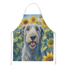 Irish Wolfhound in Sunflowers Apron Cooking Kitchen Server Baking Crafts Gardening for Adult Women Men, Unisex, Large, Multicolor