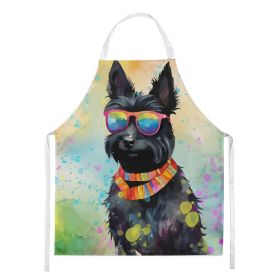 Scottish Terrier Hippie Dawg Apron Cooking Kitchen Server Baking Crafts Gardening for Adult Women Men, Unisex, Large, Multicolor
