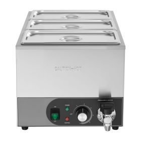 Commercial Food Warmer, 1200W Electric Stainless Steel Steam Food Warmer, Fast Heating Countertop Buffet Bain Marie with Detachable Power Cord