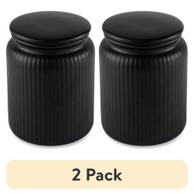 (2 pack) Medium (815mL) Ceramic Ribbed Kitchen Organization Jar, Black