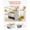 Commercial Food Warmer, 1200W Electric Stainless Steel Steam Food Warmer, Fast Heating Countertop Buffet Bain Marie with Detachable Power Cord