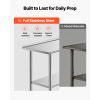 Stainless Steel Work Table, 24x36 inch Food Prep Table with Wheels and Backsplash, Commercial Kitchen Workstation with Adjustable Undershelf