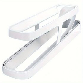 1pc Rolling Refrigerator Egg Dispenser, Space-Saving Holder For Fridge Storage Anti-fall Egg Tray, Egg Rack Tray For Refrigerator, Kitchen Suppli (Color: White)