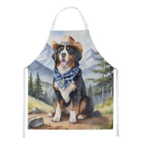 Bernese Mountain Dog Cowboy Welcome Apron Cooking Kitchen Server Baking Crafts Gardening for Adult Women Men, Unisex, Large, Multicolor (Default: Default)