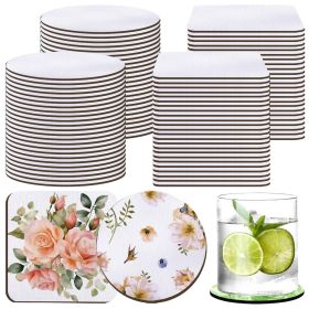 24pcs Sublimation Blank Coasters, Round Square MDF Heat Transfer Coasters, Cardboard Coasters, Cork Coasters (Shape: Square)